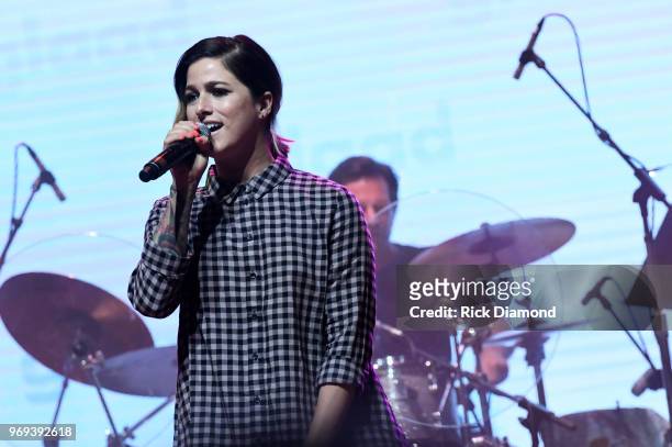 Cassadee Pope performs at the GLAAD + TY HERNDON's 2018 Concert for Love & Acceptance at Wildhorse Saloon on June 7, 2018 in Nashville, Tennessee.
