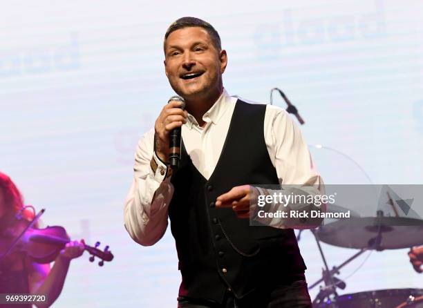 Ty Herndon performs at the GLAAD + TY HERNDON's 2018 Concert for Love & Acceptance at Wildhorse Saloon on June 7, 2018 in Nashville, Tennessee.