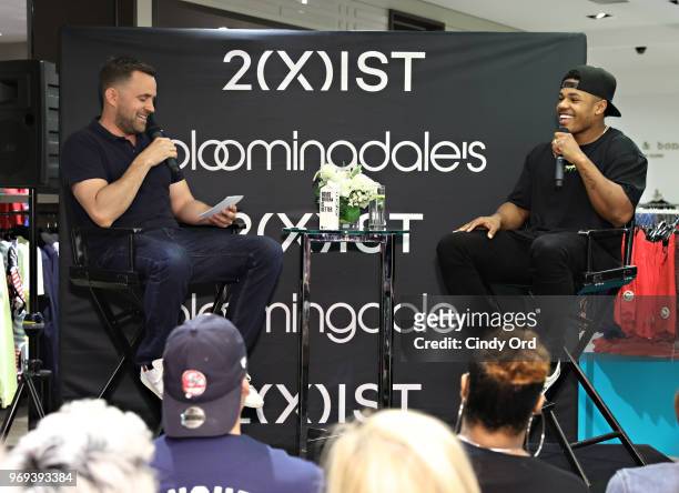 Fashion market director at VANITY FAIR, Michael Carl and New York Giants wide receiver Sterling Shepard speak as Bloomingdale's and 2IST welcome New...