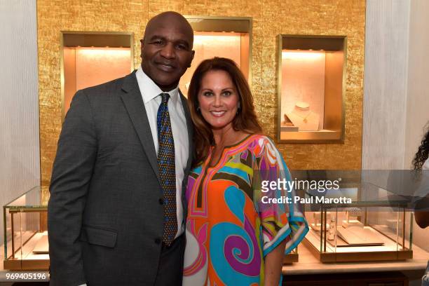 Boxer Evander Holyfield and guests attend a shopping event at David Yurman Copley Place Boston on June 7, 2018 in Boston, Massachusetts.