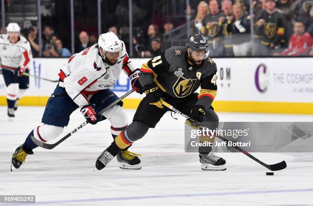 Pierre-Edouard Bellemare of the Vegas Golden Knights skates during the third period against the Washington Capitals in Game Five of the Stanley Cup...