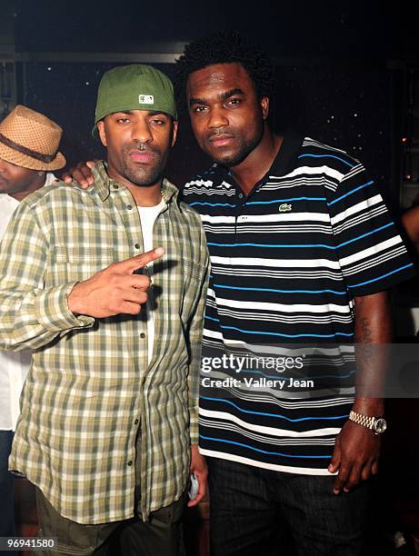 Clue and NFL Seattle Seahawks Running Back Edgerrin James attends Dwight Freeney birthday party at Nowhere nightclub and Lounge on February 20, 2010...