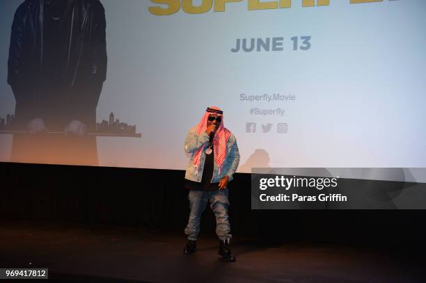 Rapper/actor Big Boi speaks onstage during Columbia Pictures "Superfly" Atlanta special screening on June 7, 2018 at SCADShow in Atlanta, Georgia.