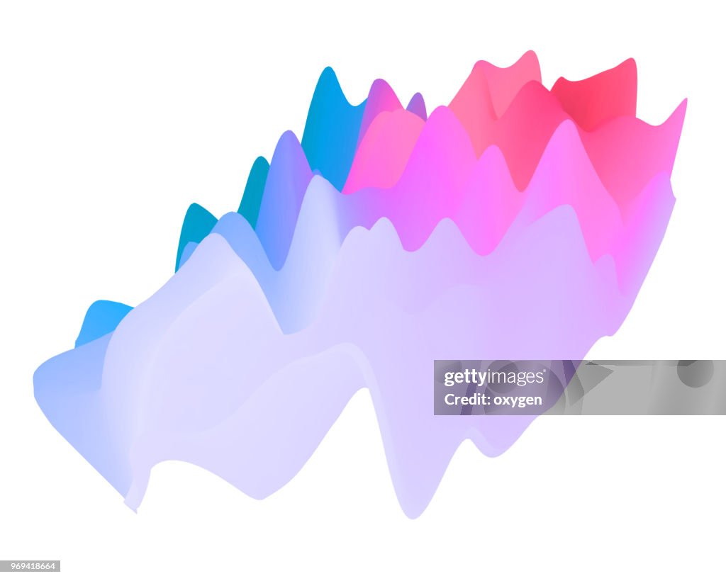 Abstract landscape background. 3d waves colorful illustration