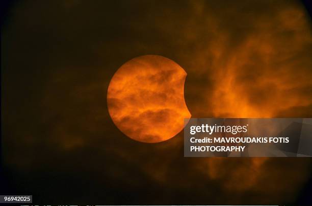 partial solar eclipse - kavalla stock pictures, royalty-free photos & images