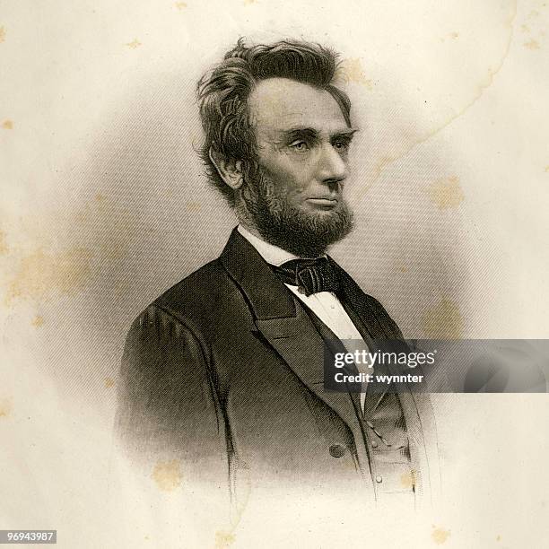 stockillustraties, clipart, cartoons en iconen met portrait of abraham lincoln in 1865 - historical clothing