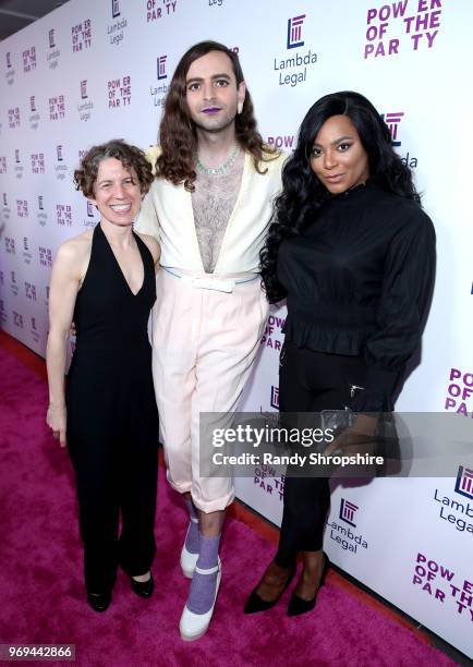 Lambda Legal CEO Rachel B. Tiven, Jacob Tobia, and actress Alexandra Grey attend the Lambda Legal 2018 West Coast Liberty Awards at the SLS Hotel on...