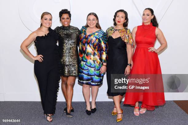 Melissa Grelo, Marci Ien, Jessica Allen, Elaine Lui and Cynthia Loyst attend CTV Upfronts 2018 held at Sony Centre For Performing Arts on June 7,...