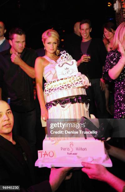 Doug Reinhardt and Paris Hilton celebrate Paris' birthday at TAO Nightclub at the Venetian on February 20, 2010 in Las Vegas, Nevada.