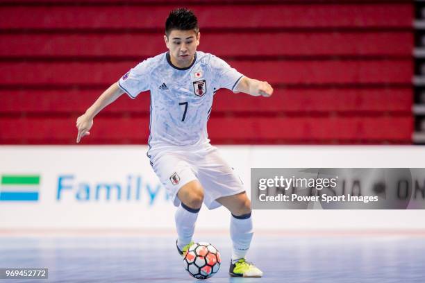 Henmi Katsutoshi Rafael of Japan in action during the AFC Futsal Championship Chinese Taipei 2018 Group Stage match between South Korea and Japan at...