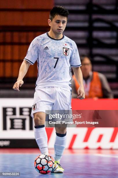 Henmi Katsutoshi Rafael of Japan in action during the AFC Futsal Championship Chinese Taipei 2018 Group Stage match between South Korea and Japan at...
