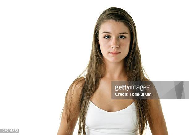 serious teen girl - girl in tank top stock pictures, royalty-free photos & images