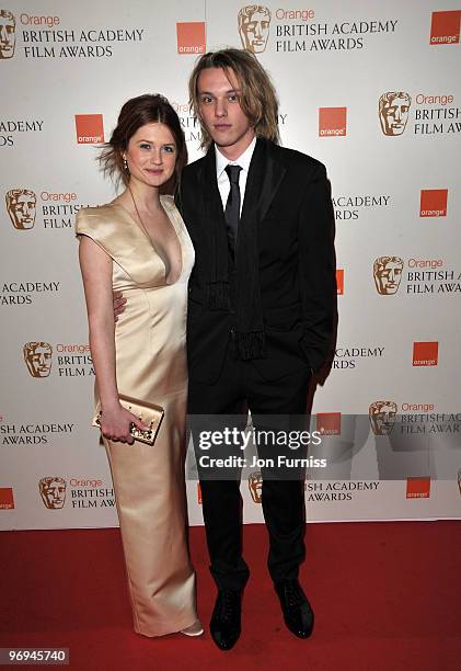 Bonnie Wright and Jamie Campbell Bower attend the Orange British Academy Film Awards 2010 at the Royal Opera House on February 21, 2010 in London,...