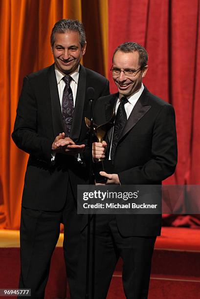 Writers David Shore and Garrett Lerner attend the 2010 Writers Guild Awards held at the Hyatt Regency Century Plaza on February 20, 2010 in Century...