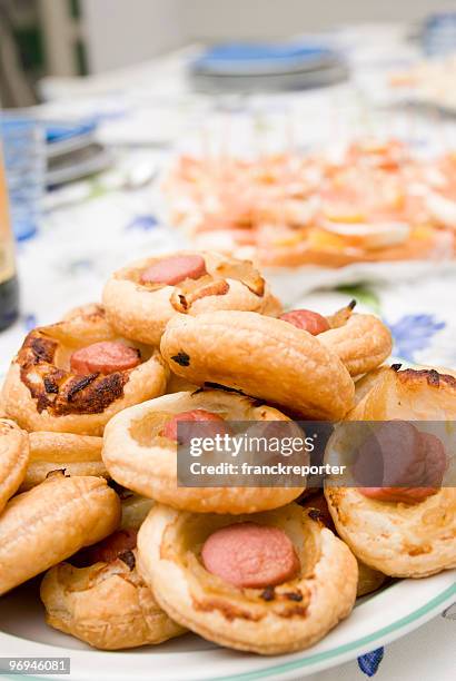 italian appetizers to round shape with frankfurters - wurstel stock pictures, royalty-free photos & images