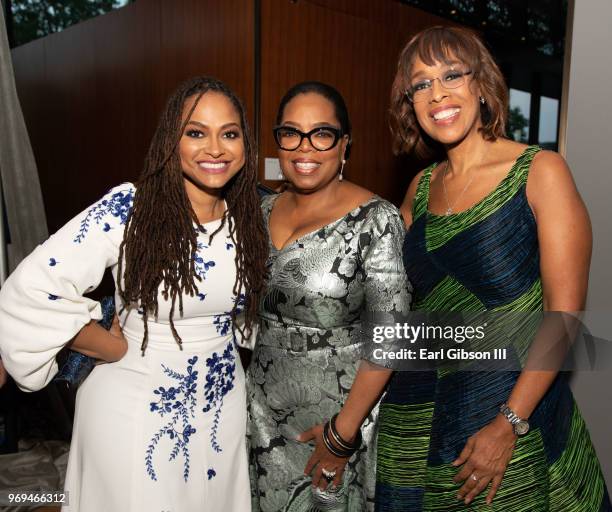 Ava DuVernay, Oprah Winfrey and Gayle King pose for a photo at "Watching Oprah: The Oprah Winfrey Show And American Culture" Press Preview at...