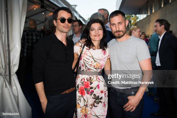 Nikolai Kinski, Jasmin Tabatabai and Clemens Schick attend the Summer Party of the German Producers Alliance on June 7, 2018 in Berlin, Germany.