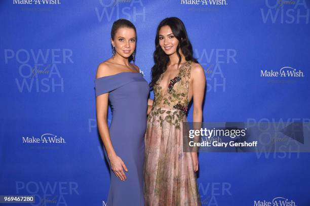 Models Louisa Warwick and Jessica Barta Lam attend the 35th Anniversary Make-A-Wish Metro New York Gala at Cipriani Wall Street on June 7, 2018 in...