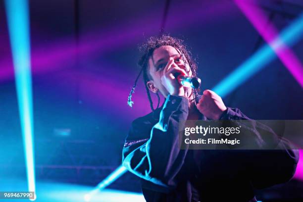 Mitchel Cave of Chase Atlantic performs onstage at This Tent during day 1 of the 2018 Bonnaroo Arts And Music Festival on June 7, 2018 in Manchester,...