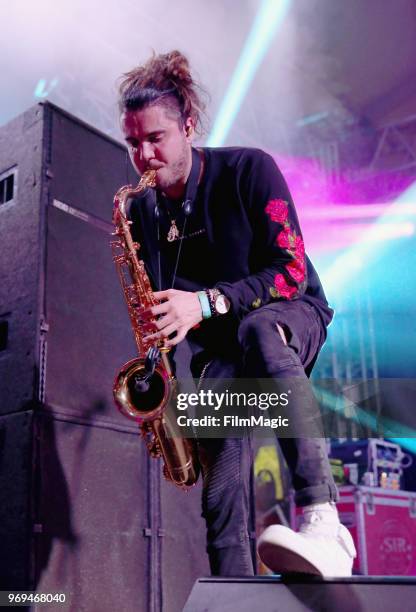 Clinton Cave of Chase Atlantic performs onstage at This Tent during day 1 of the 2018 Bonnaroo Arts And Music Festival on June 7, 2018 in Manchester,...