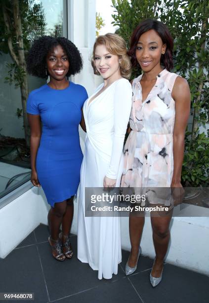Actresses Camille Winbush, Renee Olstead, and Charmaine Bingwa attend the Lambda Legal 2018 West Coast Liberty Awards at the SLS Hotel on June 7,...