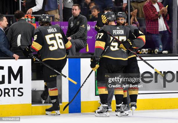 Vegas Golden Knights leave the ice after their loss to the Washington Capitals in Game Five of the Stanley Cup Final during the 2018 NHL Stanley Cup...