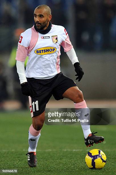 Fabio Liverani of Palermo in action during the Serie A match between AS Roma and US Citta di Palermo at Stadio Olimpico on February 13, 2010 in Rome,...