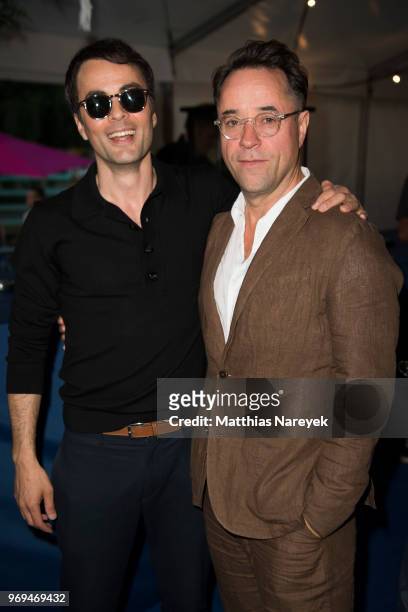 Nikolai Kinski and Jan Josef Liefers attend the Summer Party of the German Producers Alliance on June 7, 2018 in Berlin, Germany.