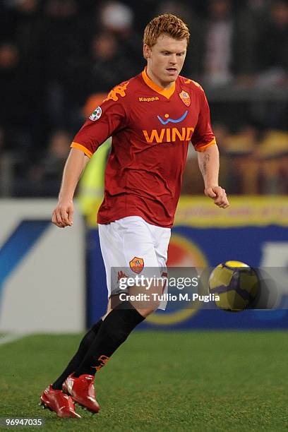 John Riise of Roma in action during the Serie A match between AS Roma and US Citta di Palermo at Stadio Olimpico on February 13, 2010 in Rome, Italy.