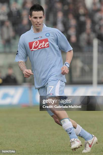 Marek Hamsik of SSC Napoli in action during the Serie A match between AC Siena and SSC Napoli at Stadio Artemio Franchi on February 21, 2010 in...