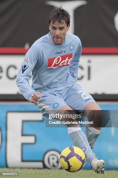 Luca Cigarini of SSC Napoli in action during the Serie A match between AC Siena and SSC Napoli at Stadio Artemio Franchi on February 21, 2010 in...