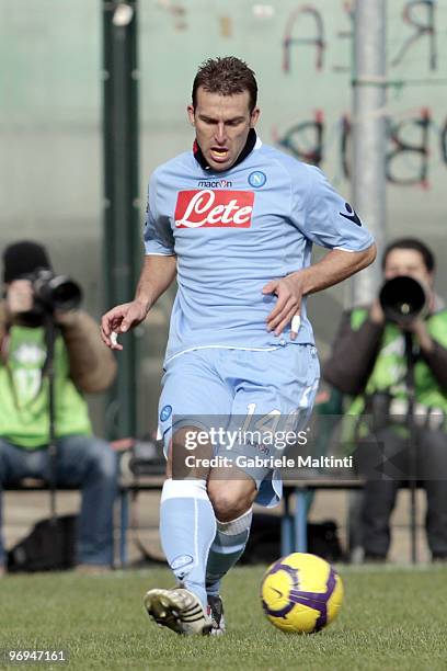 Hugo Campagnaro of SSC Napoli in action during the Serie A match between AC Siena and SSC Napoli at Stadio Artemio Franchi on February 21, 2010 in...