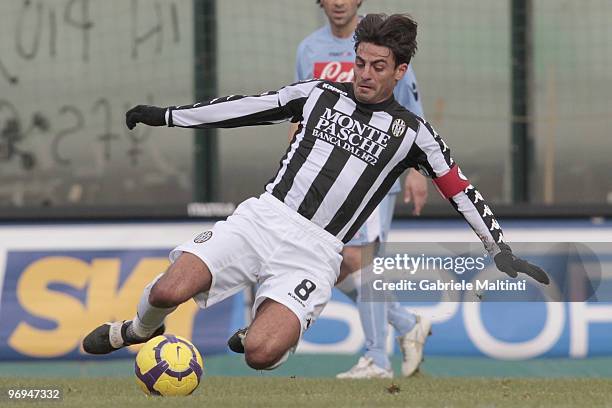 Simone Vergassola of AC Siena shows his dejection during the Serie A match between AC Siena and SSC Napoli at Stadio Artemio Franchi on February 21,...