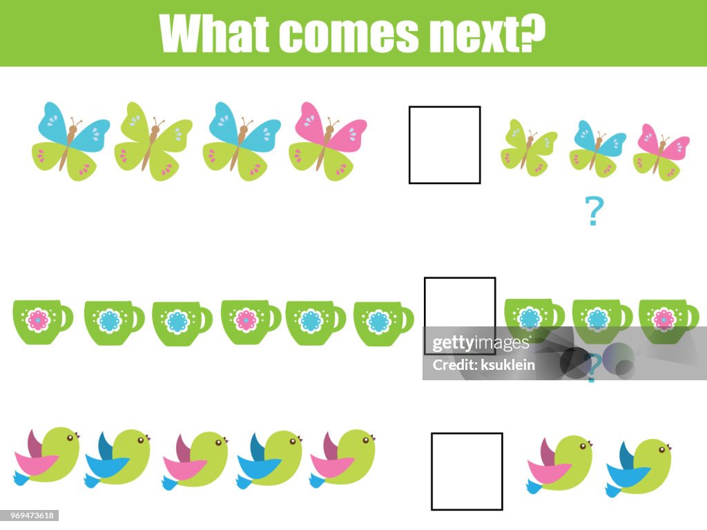 Continue Activity What Comes Next Educational Children Game Kids Activity Sheet Continue ...
