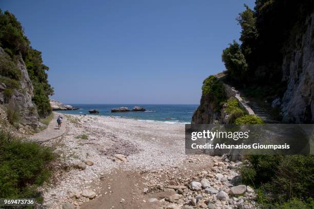 Damouchari Beach on May 30, 2018 in Pelion, Greece. Damouchari Beach is natural little port situated on the eastern coast of Pelion can be reached by...