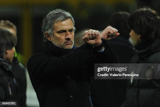 Internazionale Milano head coach Jose Mourinho reacts during the Serie A match between FC Internazionale Milano and UC Sampdoria at Stadio Giuseppe...