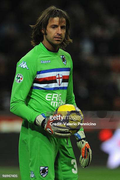 Marco Storari of UC Sampdoria during the Serie A match between FC Internazionale Milano and UC Sampdoria at Stadio Giuseppe Meazza on February 20,...