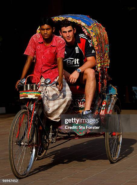 England player Craig Kieswetter who has joined up with the team from the England Lions in Dubai, gets a ride in a Rickshaw at the Pan Pacific hotel...