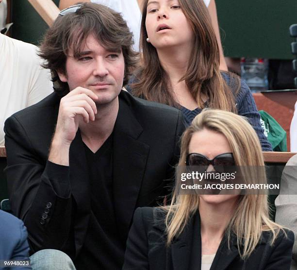 Antoine Arnauld and Delphine Arnauld, attend a final bewteen Swiss player Roger Federer and Spanish player Rafael Nadal during the French Tennis...