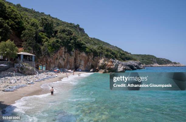 Milopotamos beach on May 30, 2018 in Pelion, Greece. On the Aegean side of East Pelion is the Milopotamos beach which attracts thousands of visitors...