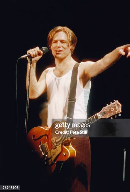 Bryan Adams performs on stage at The National Exhibition Centre on April 4th, 1997 in Birmingham, England.