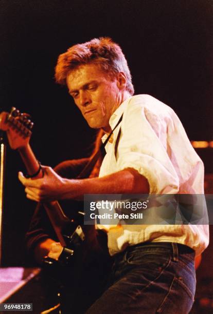 Bryan Adams performs on stage at Wembley Arena at 'The Princes Trust' concert, on June 6th, 1987 in London, England.