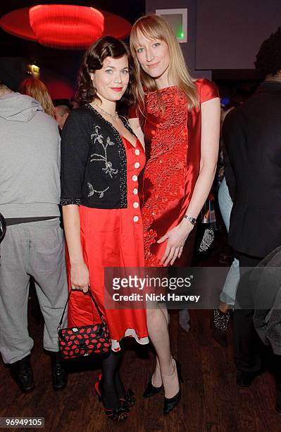 Jasmine Guinness and Jade Parfitt attend launch party of Linda Farrow for Roisin Murphy hosted by Aura on February 21, 2010 in London, England.
