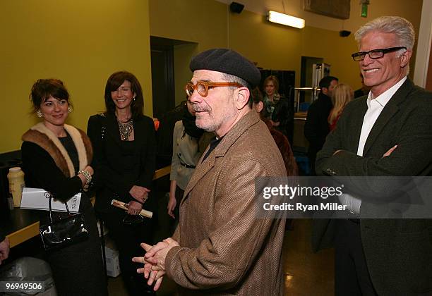 Actresses Rebecca Pidgeon, Mary Steenburgen, writer David Mamet and actor Ted Danson backstage after the opening night performance of "The Subject...