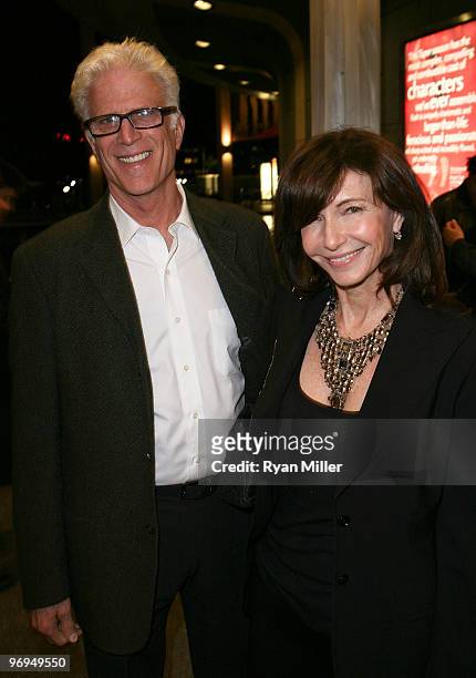 Actor Ted Danson and wife actress Mary Steenburgen pose during the arrivals for the opening night performance of "The Subject Was Roses" at the...