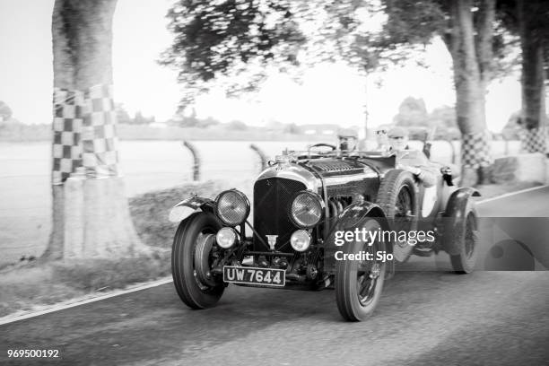 bentley 4.5 liter le mans vanden plas vintage classic car - sjoerd van der wal or sjo stock pictures, royalty-free photos & images