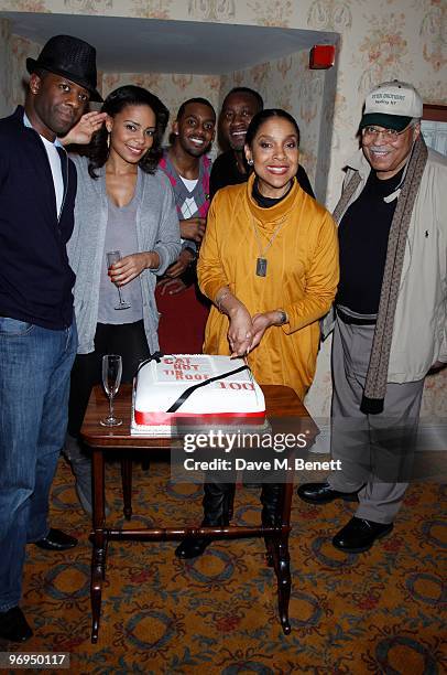 Adrian Lester, James Earl Jones, Phylicia Rashad, Sanaa Lathan attend the 100th performance after party of 'Cat On A Hot Tin Roof' at the Novello...