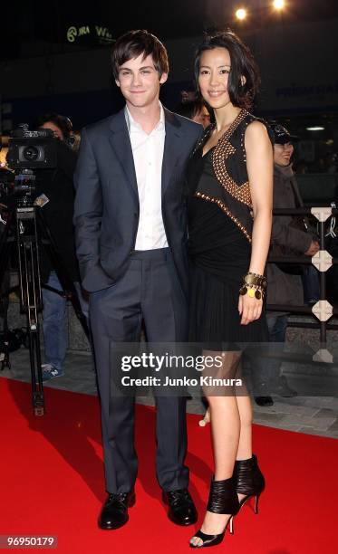 Actor Logan Lerman and Japanese actress Yoshino Kimura attend the "Percy Jackson & The Olympians: The Lightning Thief" Japan Premiere at Tokyo Dome...