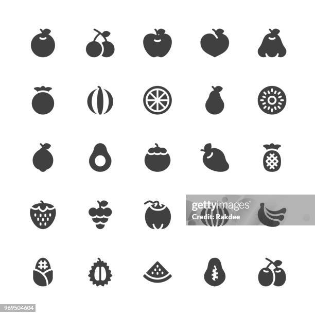 fruit icon - gray series - fruit compote stock illustrations