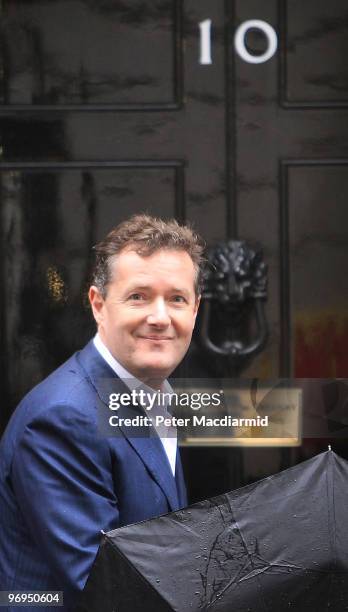 Piers Morgan walks into Number 10 Downing Street on February 22, 2010 in London, England.